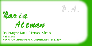 maria altman business card